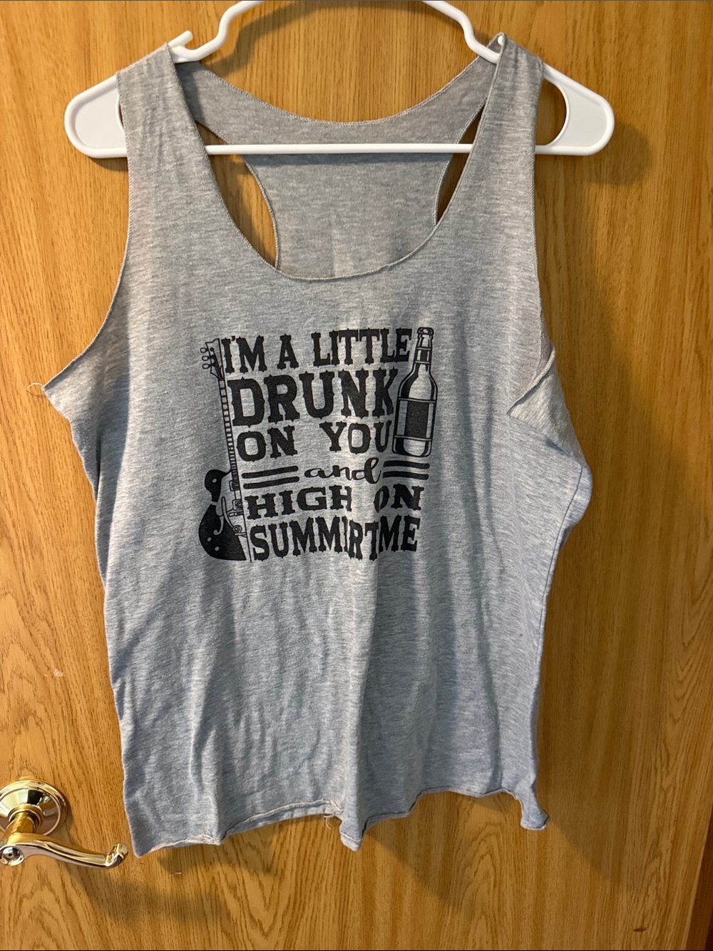 Gray Graphic Racerback Tank Top - I'm a Little Drunk On You